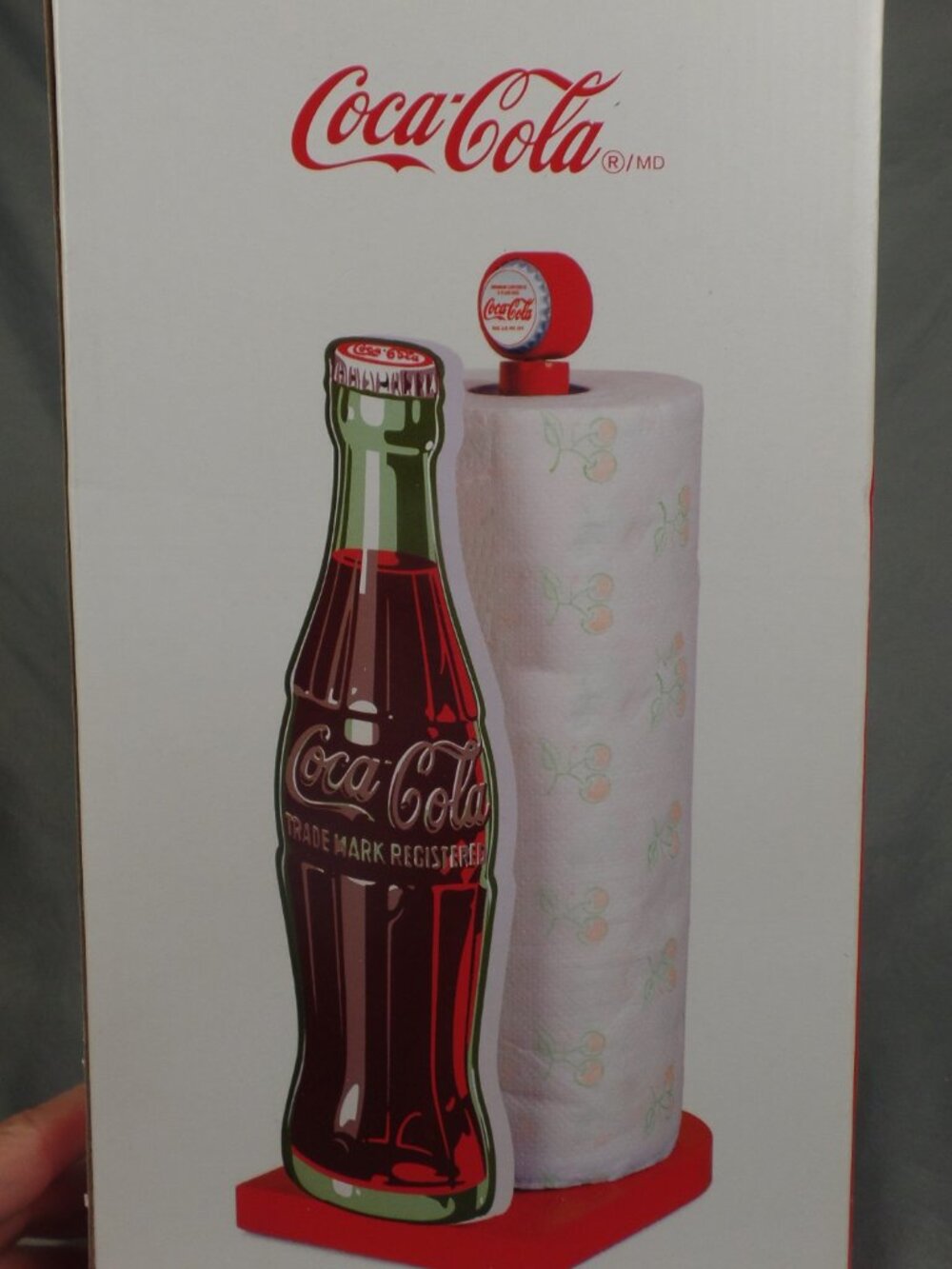 Coca-Cola Coke Kitchen Wooden Paper Towel Holder NEW in Box